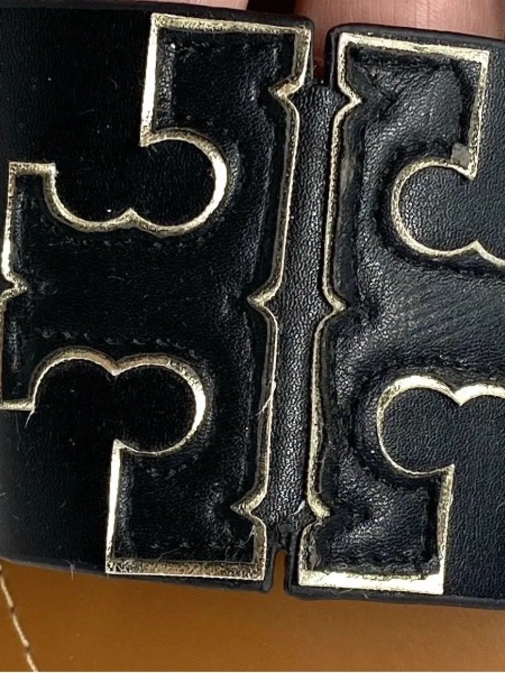 Tory Burch Ines Large Logo Slide Leather Flat Sandals Brown Black EUR 40 / US 10